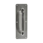 Round Bar D Pull Handles on Plate Face Fixing Satin Aluminium
