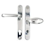 TSS TS007 2 Star Grade 304 Stainless Steel Lever Moveable Pad (Offset) UPVC Multipoint Door Handles - 92/62mm PZ Sprung 210mm Screw Centres